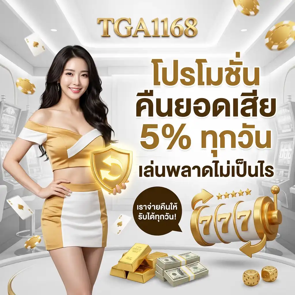 โปรโมชั่น คืนยอดเสีย 5% ทุกวัน เล่นพลาดไม่เป็นไร เราจ่ายคืนให้!